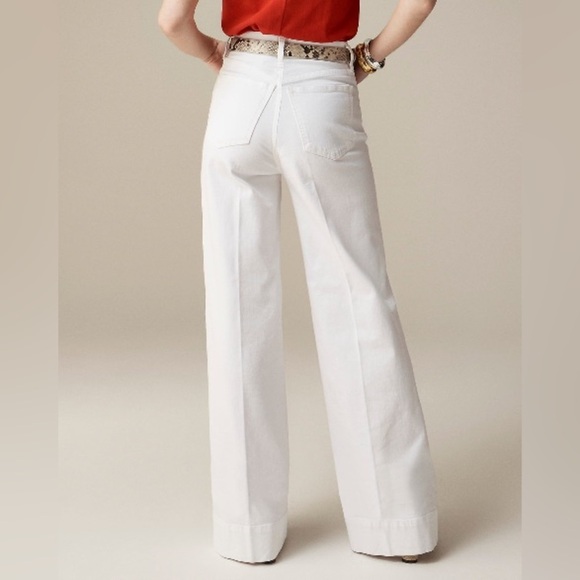 NWT J. Crew Wide-Leg Denim Trouser in White, High Rise, Wide Cuffs Sizes 30 & 32 - Picture 2 of 13